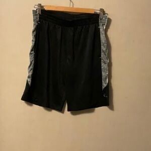 Black and Gray Athletic Shorts with Elastic Waistband